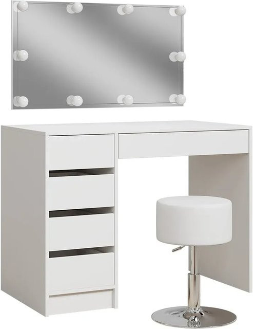 Vicco Schminktisch Thalia Weiß Hochglanz mit LED-Beleuchtung und Hocker Breite: 100 cm - Bild 2