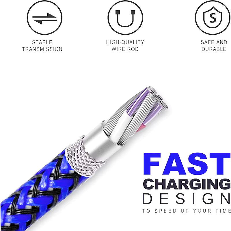 USB A auf Micro USB Ladekabel mit 2,4 A Schnellladefunktion aus rot geflochtenem Nylon für Android Smartphones wie Xiaomi, Huawei und Samsung Galaxy - Bild 5
