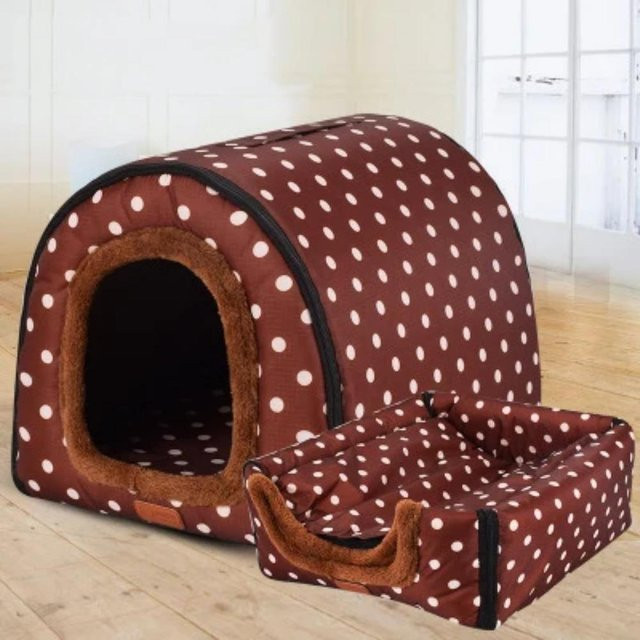 Faltbares Hundebett mit Sternenmuster in Braun für kleine Haustiere bis 2,5 kg - Bild 1
