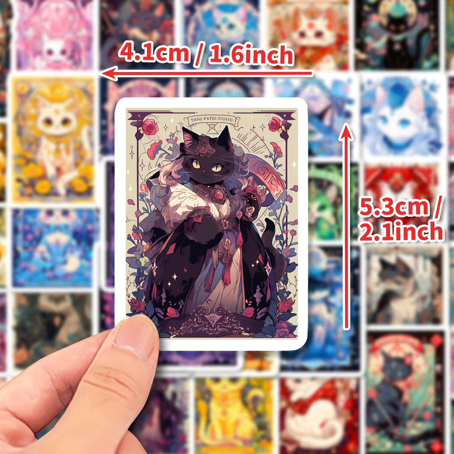 50 Stück Cartoon-Katze-Tarot-Aufkleber mit Wahrsagerei-Motiven von BulingBulingStickers Store in Multicolor - Bild 4