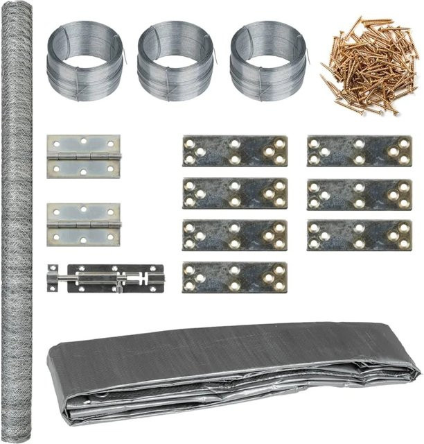 vidaXL Hühnergehege aus Metall in Silber, B/T/H: 268 x 100 x 190 cm - Bild 1