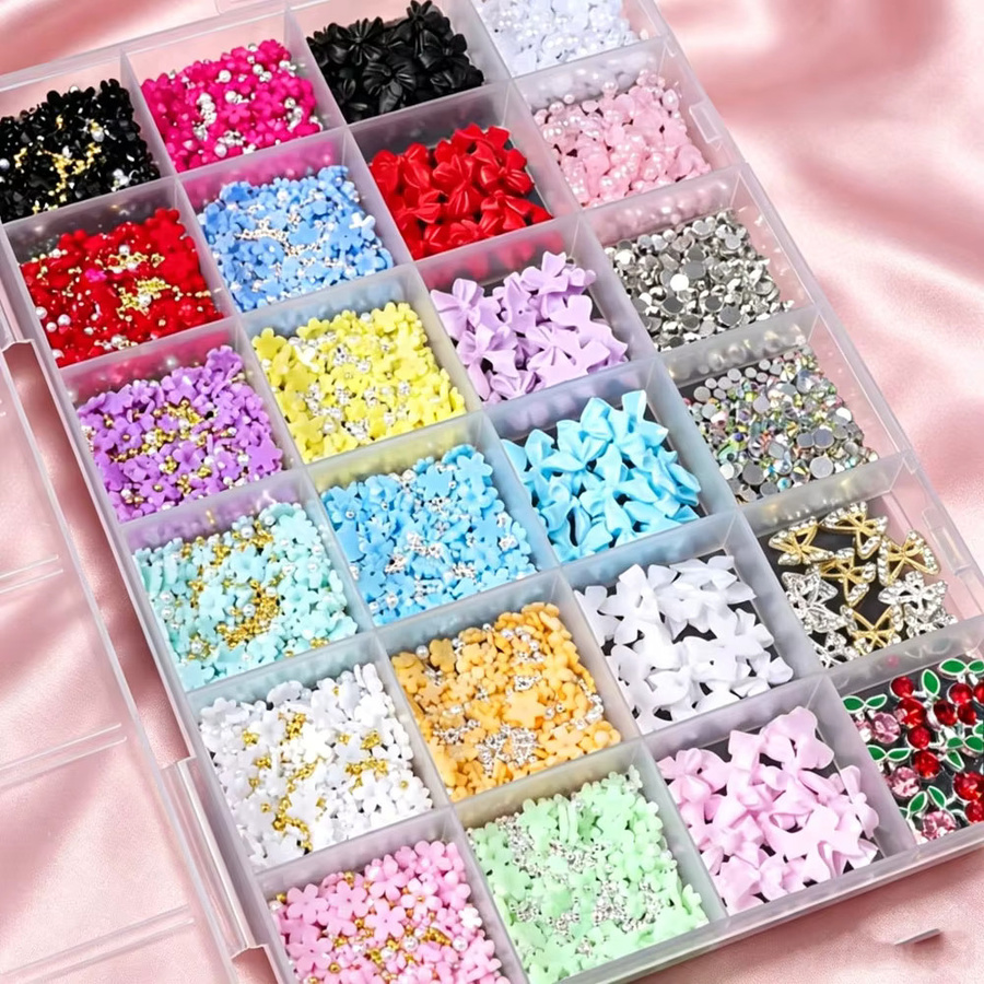 HotPress Nagelcharms, 3D Blumen-Schleifen, Strass-Perlen, Schmetterling, Kirsche, Glänzend - Bild 2