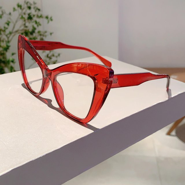Dote Korrektionsbrille Cat-Eye, Vollrand, Kunststoff, rot, Damen, Blaulichtfilter - Bild 1