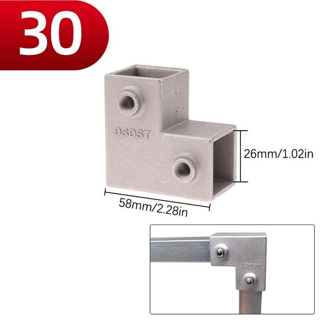 Fivee Verbindungsstück aus Aluminiumlegierung für Vierkantrohre, Winkel und Dreiwege in Silber - Bild 1