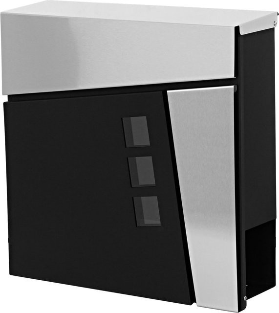Wandbriefkasten MCW-B29 mit Zeitungsfach aus Edelstahl, schwarz/silber - Bild 1