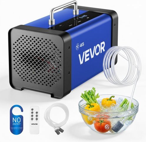 VEVOR Ozon-Generator Industrieller Ozonerzeuger mit 45000mg/h LCD-Touchscreen und Dual-Schlauch-Wasser-Modus zur Geruchsentfernung für Auto, Rauch und Zuhause bis 350 m² - Bild 1