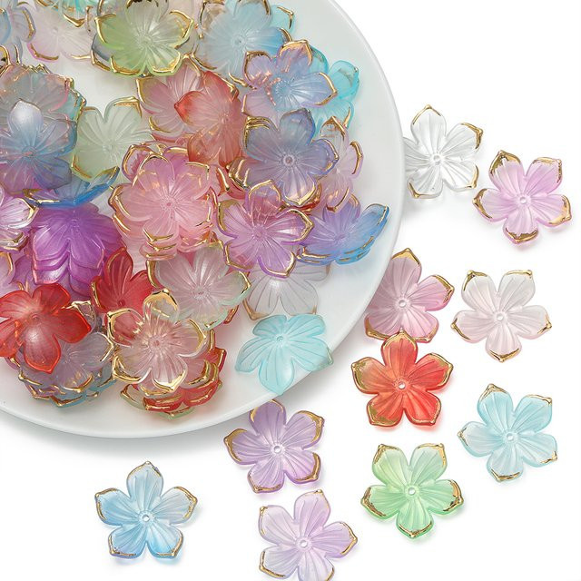 AGCFABS Perlen, bunte Blume, Acryl, Spacer, für Schmuck DIY - Bild 1
