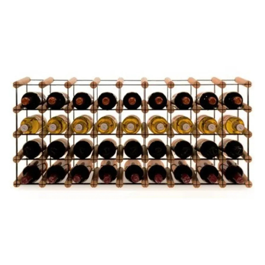 PROREGAL Modulares Weinregal Vinotega Mod Metal aus massivem Kiefernholz, Braun geölt, H x B x T: 42,5 x 92,5 x 24,5 cm - Bild 2