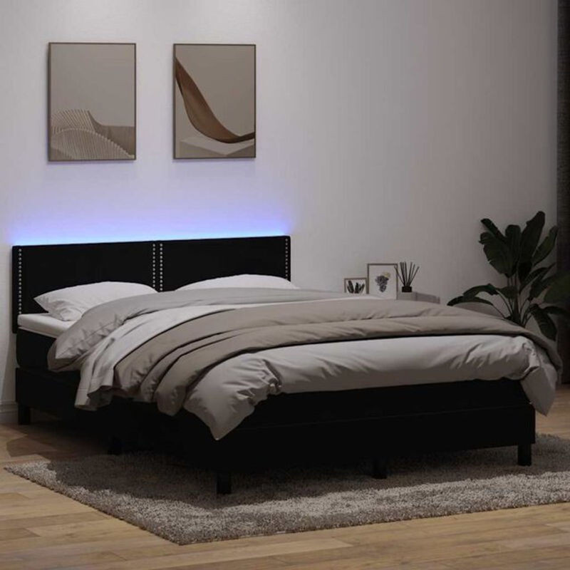 vidaxl Boxspringbett mit Matratze in Schwarz aus Samt, B/T/H: 160 x 210 x 78 cm - Bild 1