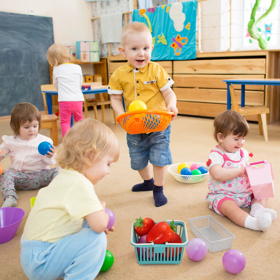 UXCELL Mini-Aufbewahrungskörbe aus Kunststoff im 8er-Set mit Griff, lila und grün, lamelliert - Bild 2