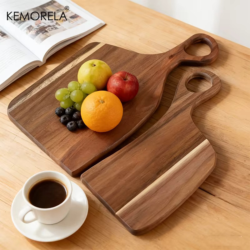 KEMORELA Schneidebrett aus Akazienholz in Braun, rechteckiges Holzbrett mit Aufhängelöchern für Küche und Backen - Bild 2