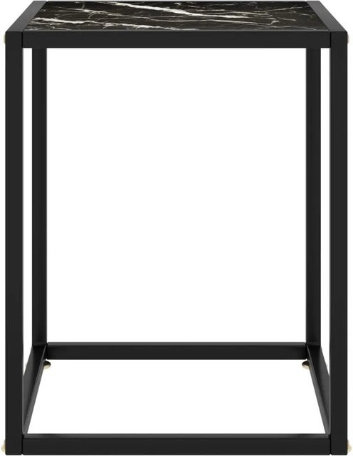 vidaXL Couchtisch in Schwarz mit schwarzem Glas in Marmor-Optik, B/T/H: 40 x 40 x 50 cm - Bild 1