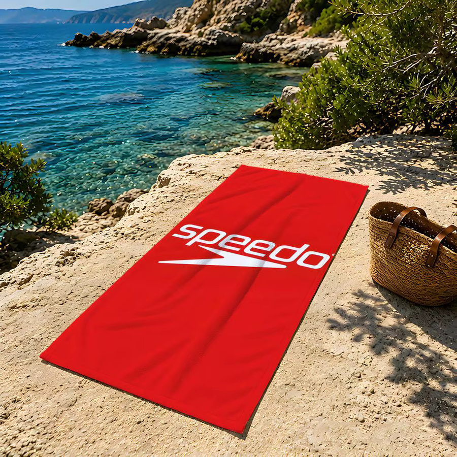 S-Speedo Strandtuch aus Mikrofaser, sandfrei und schnell trocknend, Weiß/Rot - Bild 3