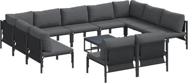 vidaXL Garten-Sofa-Set 12-teilig aus Stahl in Anthrazit - Bild 1