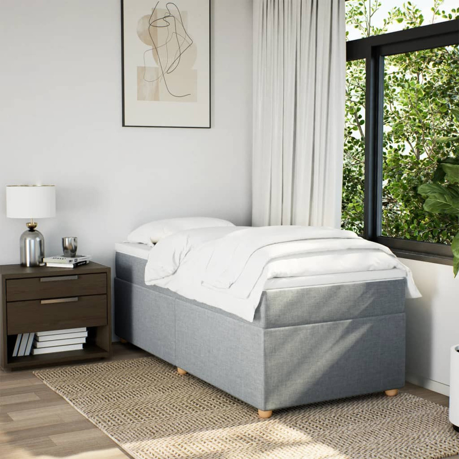 vidaXL Boxspringbett mit Matratze Hybrid-Design in Hellgrau, B/T/H: 90 x 190 x 71 cm - Bild 2