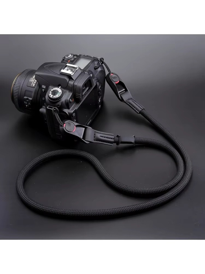 XIKCU Schnellverschluss-Kameragurt aus Polyamid-Kletterseil in Schwarz für Nikon, Canon, Sony und Fuji, verstellbar - Bild 6