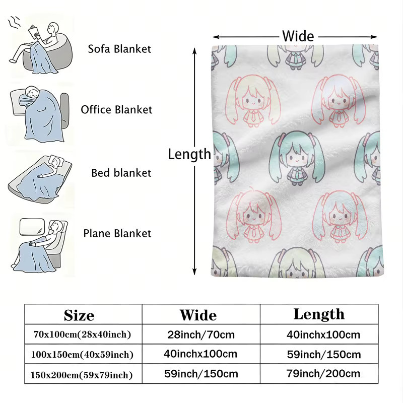 Hatsune Miku Flanellndecke mit Chibi-Druck in Multicolour - Bild 2