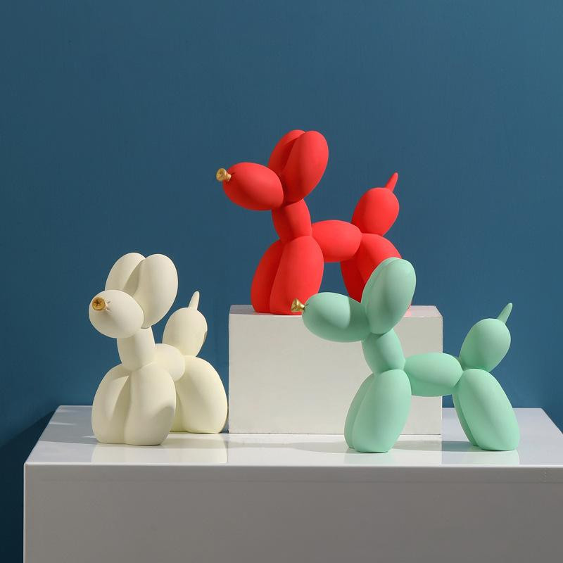 Modernes minimalistisches Ballon-Hund Ornament in Mehrfarbig für Wohnzimmer und Desktop, B/H/T: 19,0 x 19,0 x 23,0 cm - Bild 2