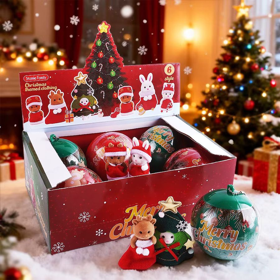 MSFTOYS 6er Set Kreative Weihnachtsbaum Anhänger mit Kaninchen, Rentier und Baby Puppe in Multicolor - Bild 3