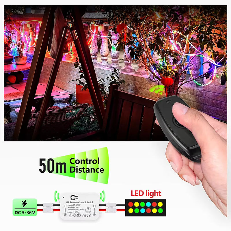 SLMPLEFUN 433MHz Funk-Fernbedienung und Mini-HF-Relais-Empfänger mit 50m Reichweite für Pumpen, Licht und LED-Lüfter (DC 6V-36V, 10A) - Bild 3