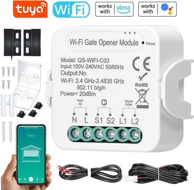 Tuya WiFi Garagentoröffner-Controller zur intelligenten Fernsteuerung per App in Weiß und Bunt - Bild 1