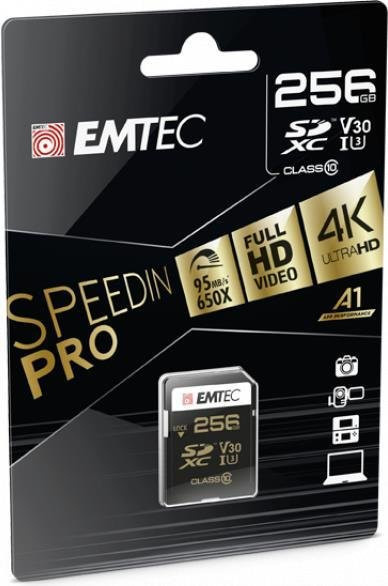 Emtec SD Speicherkarte SpeedIN 256GB UHS-I U3 Schwarz - Bild 1