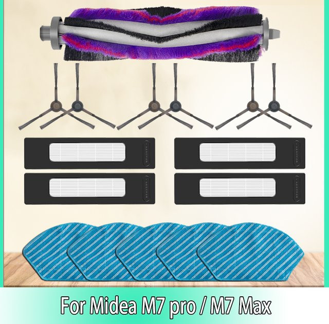 Midea Ersatzteil-Set für Roboter Staubsauger M7 PRO und M7 MAX mit Hauptseitenbürste, HEPA-Filter und Mop-Tuch - Bild 1