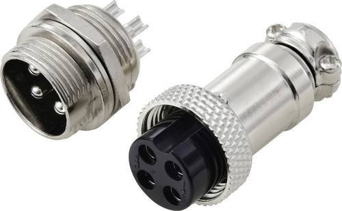 TRU COMPONENTS GX16 Rundsteckverbinder Set mit Stecker und Buchsenkontakt, 4-polig, Farbe: Silber - Bild 1