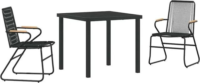 vidaXL Garten Essgruppe 3-teilig aus PVC-Rattan und Stahl in Schwarz mit Einscheibensicherheitsglas - Bild 1