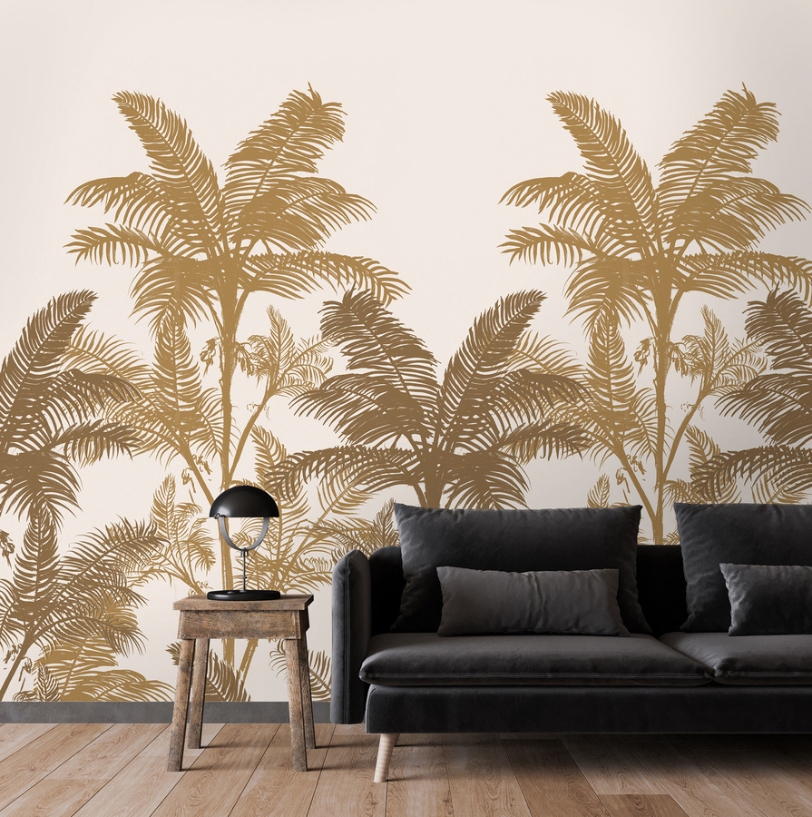Tenue de Ville Mural Brahea Wandtapete in Ocker mit floralem Vintage-Design aus Vlies, Breite: 300 cm, Höhe: 12 cm - Bild 1