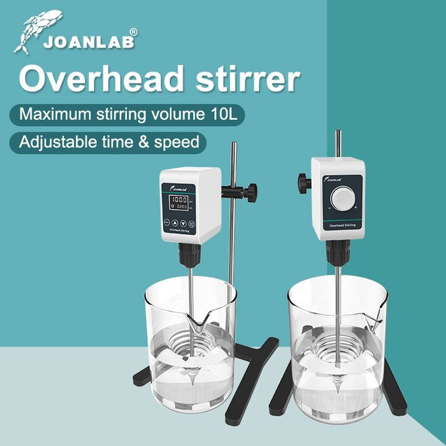 JOANLAB Überkopfrührer mit Digitalanzeige in Weiß, höhenverstellbarer Elektromixer für Laboranwendungen, 5/10 l, 1200 U/min - Bild 1