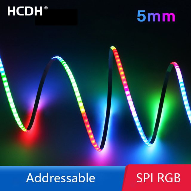 HCDH Adressierbarer RGBIC PixelCOB LED Streifen WS2812B mit 160 LEDs/m, Multicolour, 12V oder 5V, 5mm Breite - Bild 1