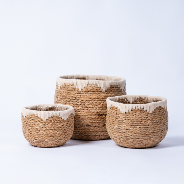 3er-Set Korb Übertopfe von Green Living in Beige aus Naturfasern - Bild 1