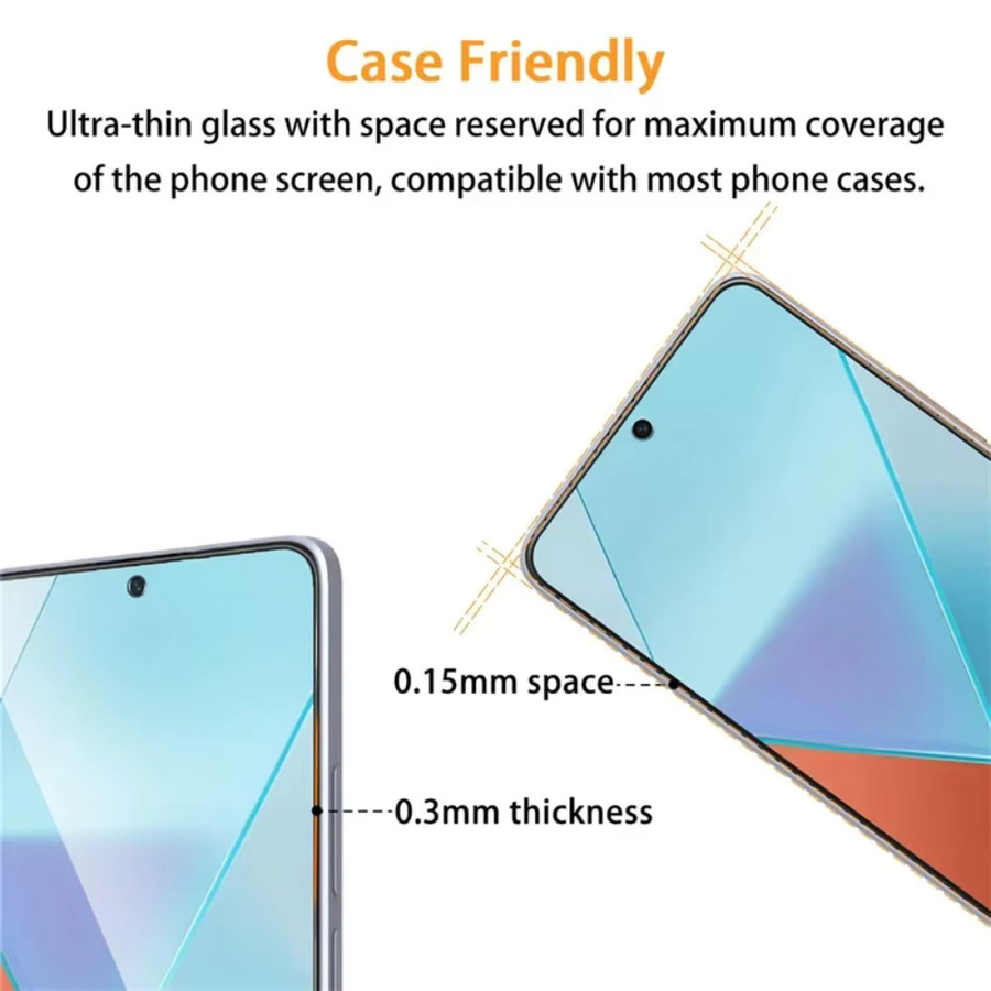 5 Stück HD Displayschutzfolie aus gehärtetem Glas für Xiaomi Redmi Note 14 13 12 11 Pro Plus Turbo 14S 12S 14C 10 9 8 Pro, transparent - Bild 3