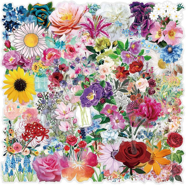 Charile Kawaii Transparente Blumen Ästhetische Aufkleber, Sticker, multicolour - Bild 1