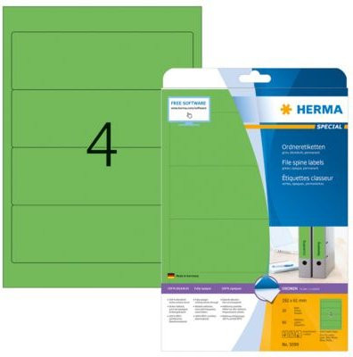 Herma Ordnerrückenetiketten A4, grün, 80 Stück, universell bedruckbar und permanent haftend - Bild 1