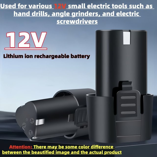 Wiederaufladbare 12V 4000mAh Lithium-Ionen-Batterie mit Ladegerät für Elektroschrauber und Bohrmaschinen, schwarzer 18650 Akku-Satz - Bild 1