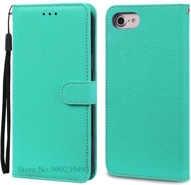 Luxus Brieftasche Hülle für Apple iPhone 6, 6S, 7, 8 und 8 Plus aus weichem Silikon-Leder in Himmelblau - Bild 1