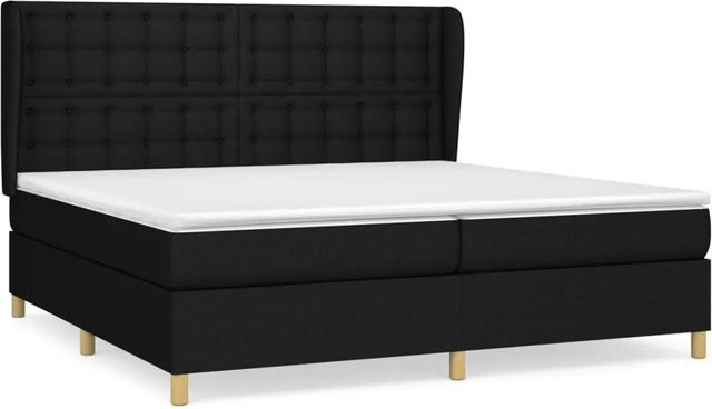 vidaXL Boxspringbett Hybrid mit Matratze und Taschenfederkern, Schwarz, B/T: 200 x 200 cm - Bild 1