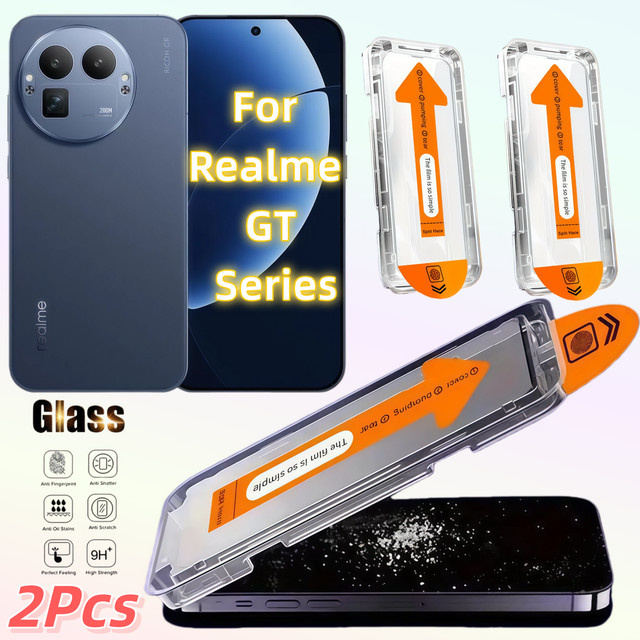2er-Pack gehärtete Glas Displayschutzfolie für Realme GT Neo, Neo2, Neo2t, Neo3, GT5, GT6, GT7, Neo7x, Neo7 Turbo in Transparent - Bild 1