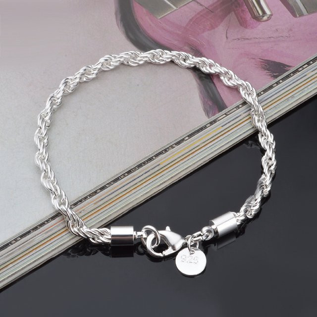 DAIPAN Armband, versilbert, gedrehtes Seil-Armband, Unisex - Bild 1