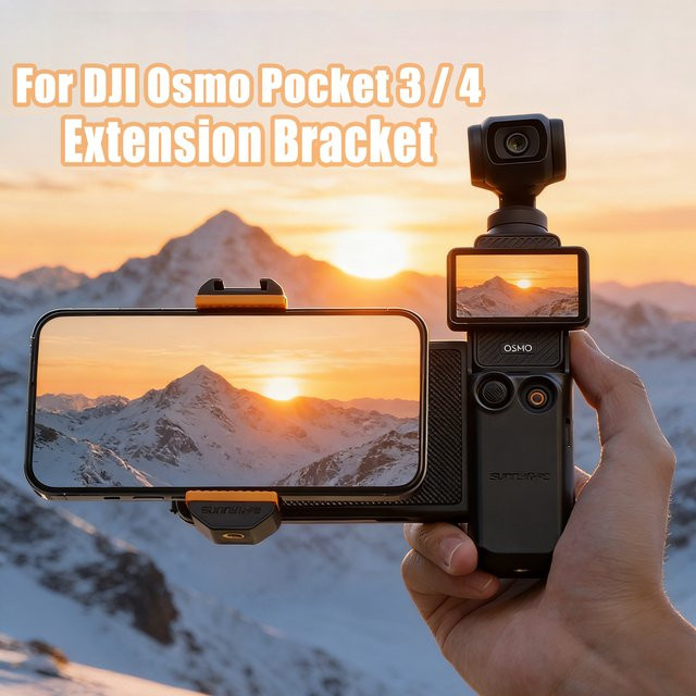 DJI Osmo Pocket 3 Telefon-Erweiterungshalterung und Handgriff-Adapter in Schwarz für DJI Pocket 3 und Pocket 4 - Bild 1