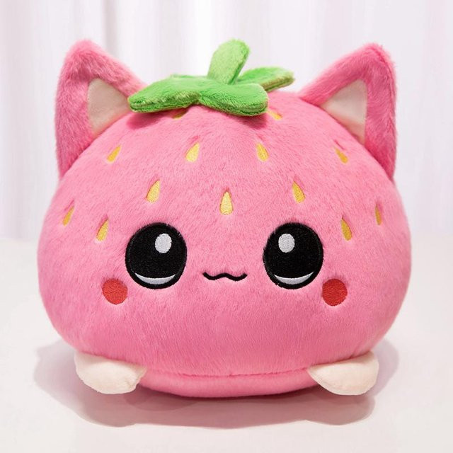 Yiran Health & Beauty Erdbeer Katze Plüschtier, Rosa, 25cm - Bild 1