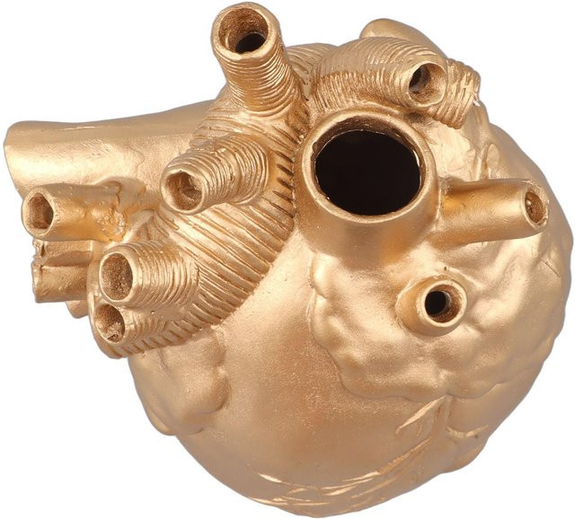 Anatomische Herzvase aus Harz in Gold als dekorative Skulptur für deinen Schreibtisch und dein Zuhause - Bild 1