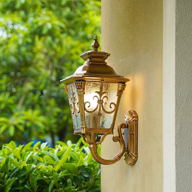 Wecus Retro Wandlampe im europäischen Stil für Außenbereiche, wasserdicht, E27 Fassung - Bild 1