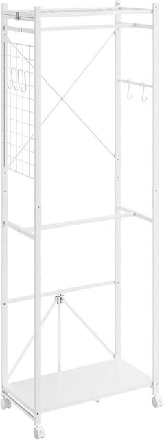 SoBuy Kleiderständer Garderobenständer mit Rollen in Weiß, Modernes Design, B/T/H: 60 x 32 x 175 cm - Bild 1
