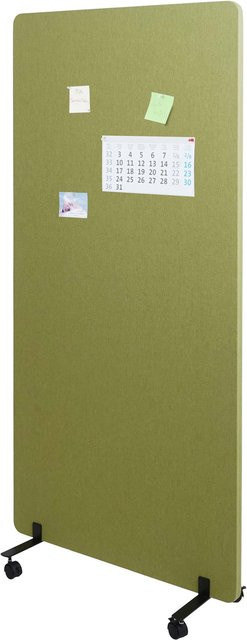 Rollbare Akustik-Trennwand MCW-G77 als Büro-Sichtschutz und Pinnwand, doppelwandig, Farbe: Grün, H x B: 167 x 80 cm - Bild 1