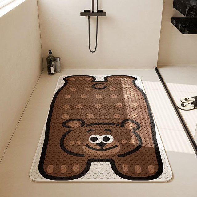 Yiran Health & Beauty Anti-Rutsch-Badematte für Kinder mit Tier-Motiv, Braun, B/T: 70 x 40 cm - Bild 1