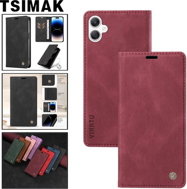 Hautfreundliche Leder-Handyhülle Wallet Case für Samsung Galaxy A07 A06 A05 A05S A04 A04S A04E A03S A02S A03 Core in Rot - Bild 1