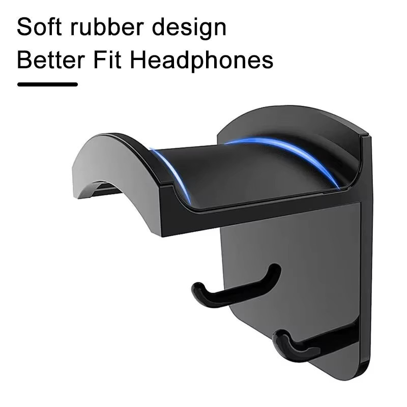 Headset-Haken und Gamepad-Halterung zur Wandmontage unter dem Tisch in Schwarz - Bild 5